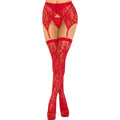 Leg Avenue Lace Stockings and Garterbelt Red